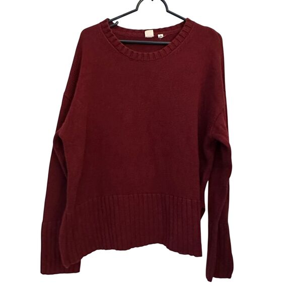 Gap Maroon Boxy Oversized Cotton Tunic Pullover Sweater Cuffs Size M - Picture 1 of 7